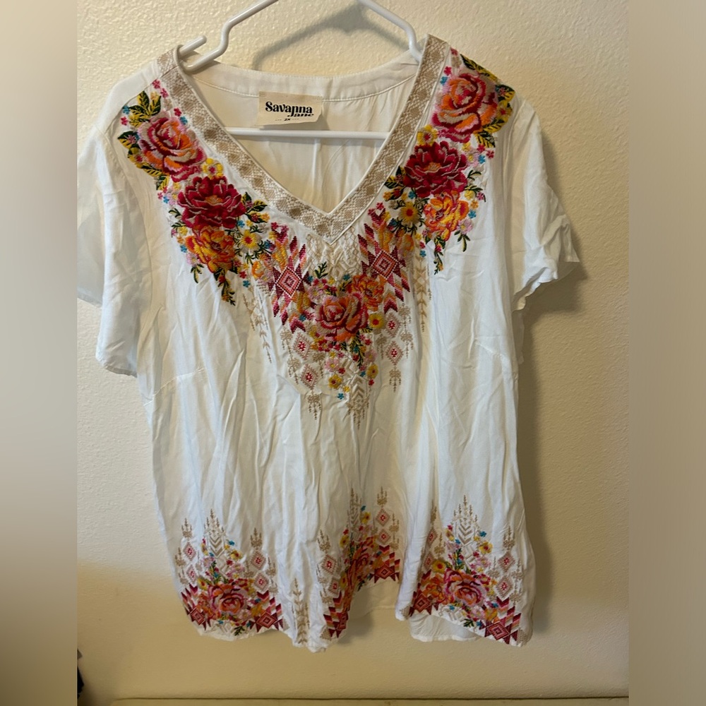 Savanna Jane Embroidered top - 2x
